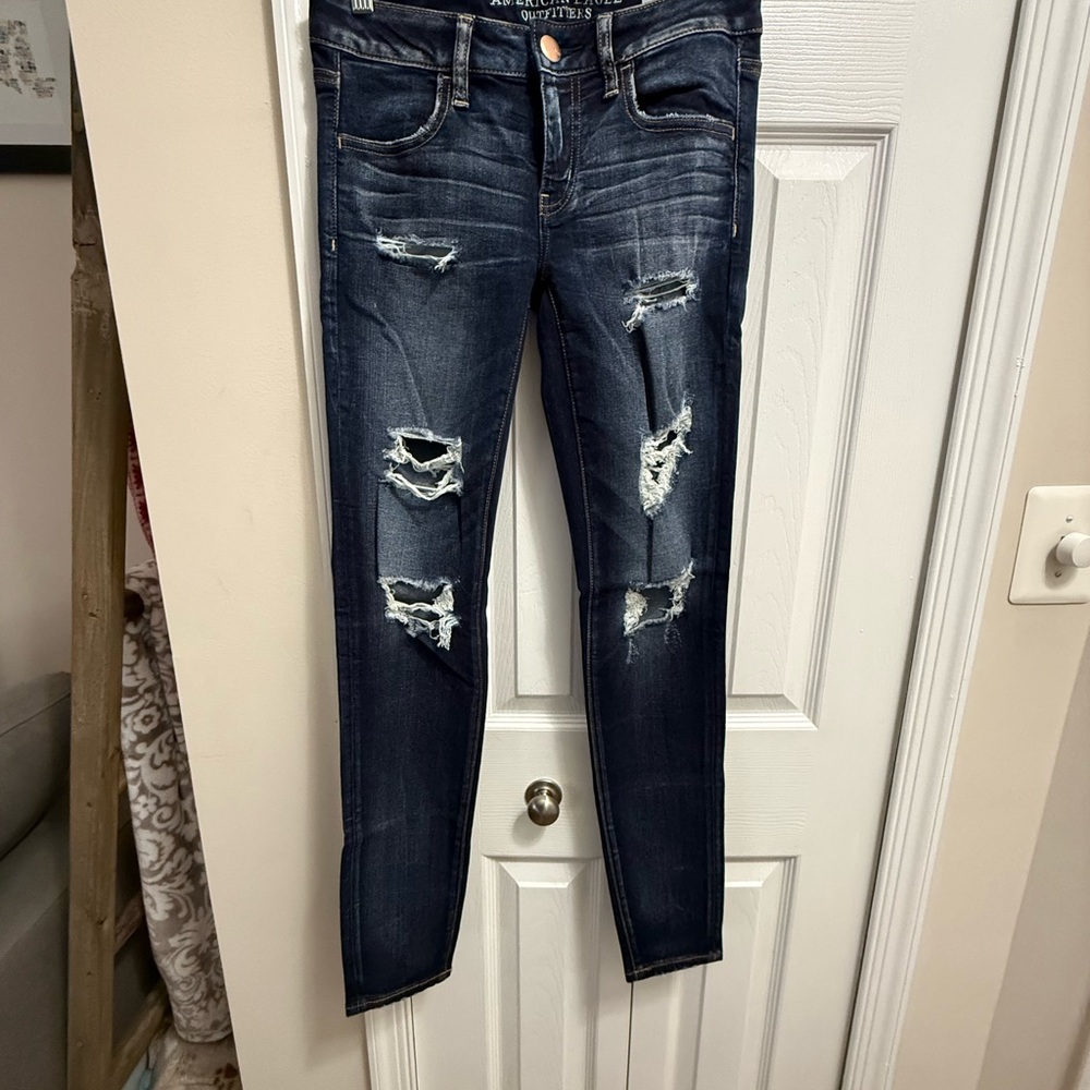American Eagle Outfitters Dark Blue Ripped Jeggings